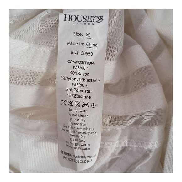 HOUSE OF CB London Bodycon Dress Mesh Cold Shoulder Knee-Length Ivory XS - Picture 5 of 5